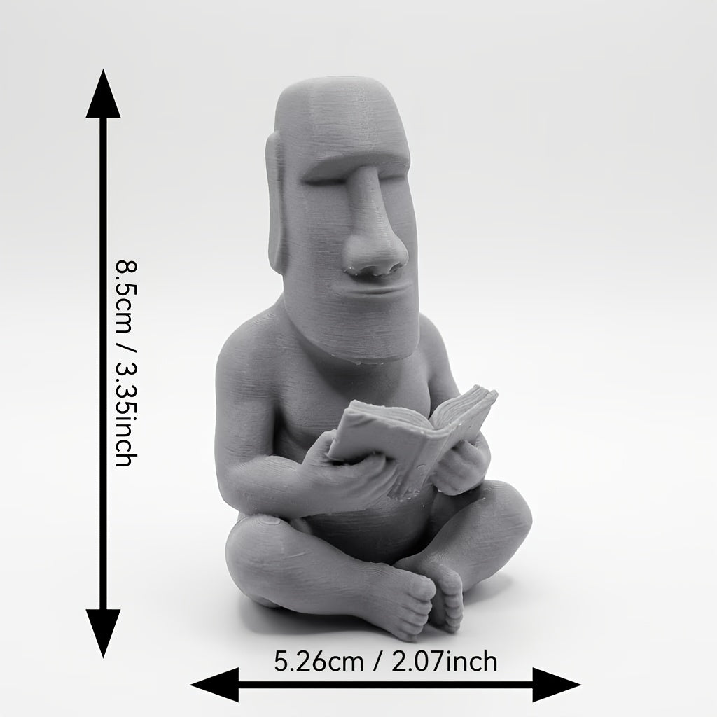 Tnessential Reading Moai Statue Ornament 3D Decor