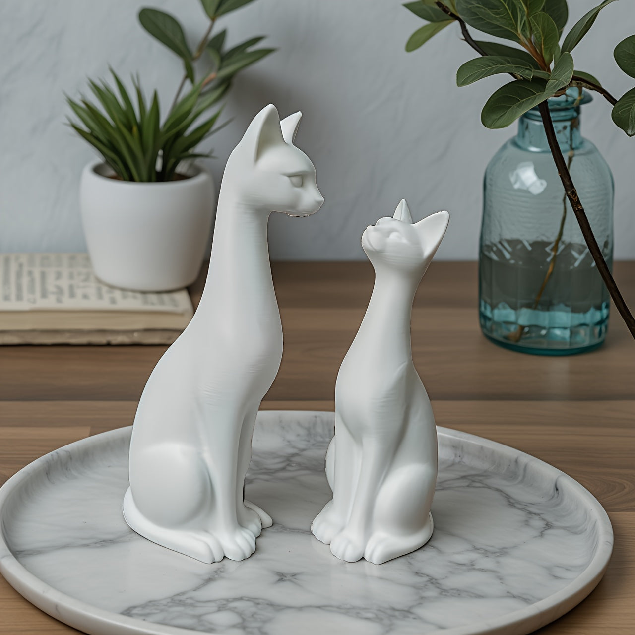 Tnessential Cat Statue Figurines 3D Decor