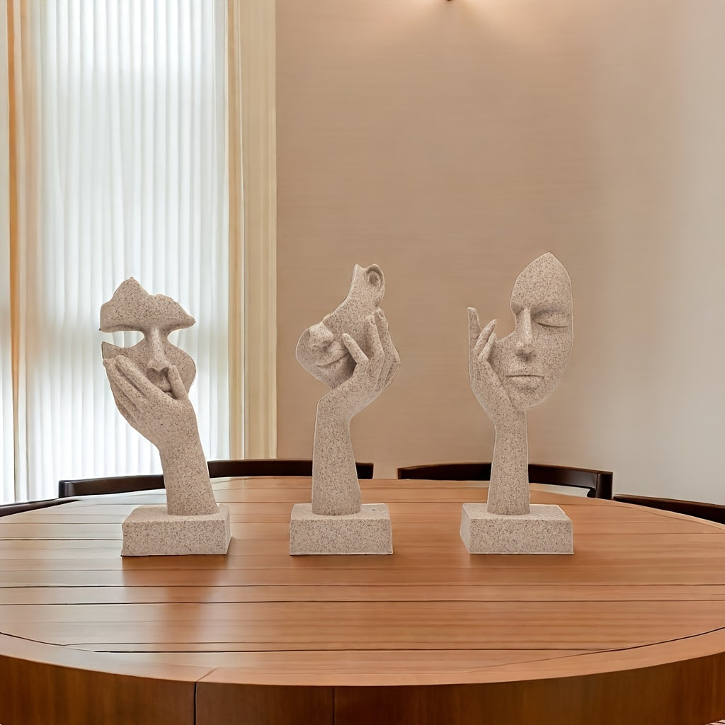 Tnessential Abstract Mask Figurine Set 3D Decor