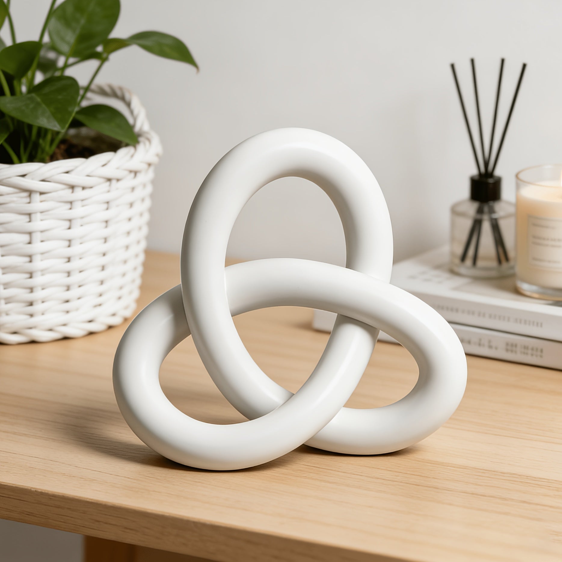 Tnessential Elegant Triquetra Knot Sculpture: Modern Abstract 3D Decor