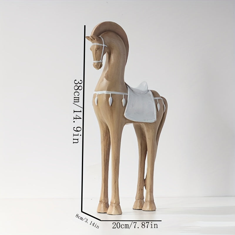 Tnessential Nordic-style Imitation Wood Horse Figurine 3D Decor