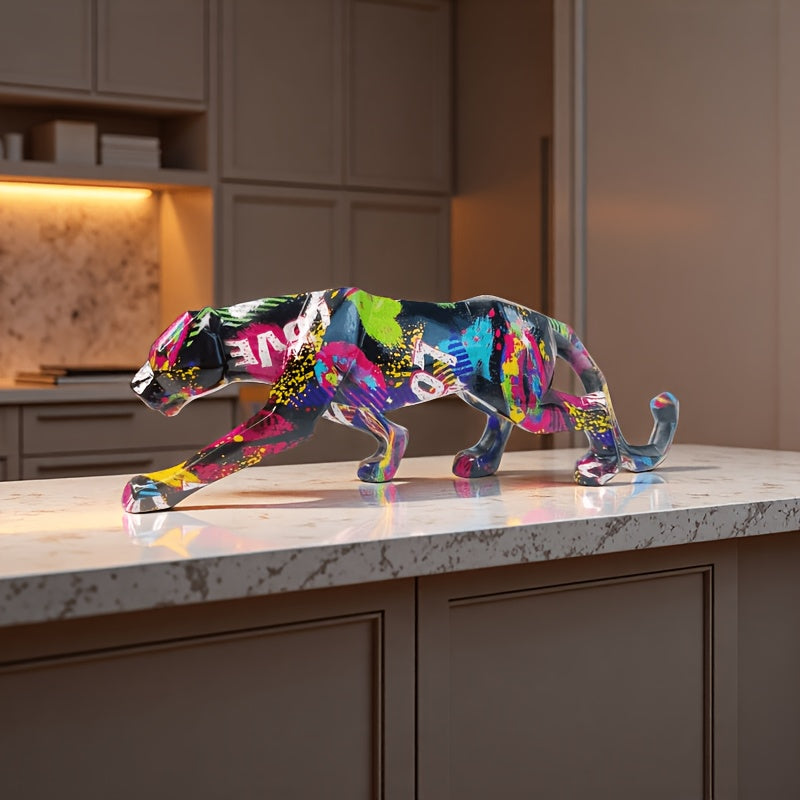 Tnessential Geometric Leopard Figurine 3D Decor