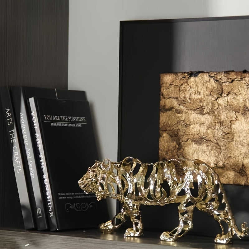 Tnessential Elegant Golden Metal Lion\u002fleopard\u002felephant\u002flion\u002fmount\u002ftiger Sculpture 3D Decor