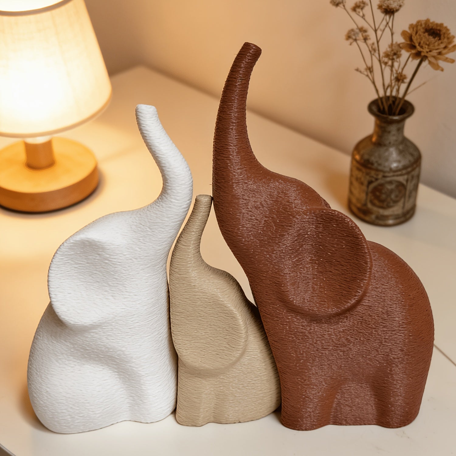 Tnessential Set of 3 Lucky Elephant Figurines 3D Decor