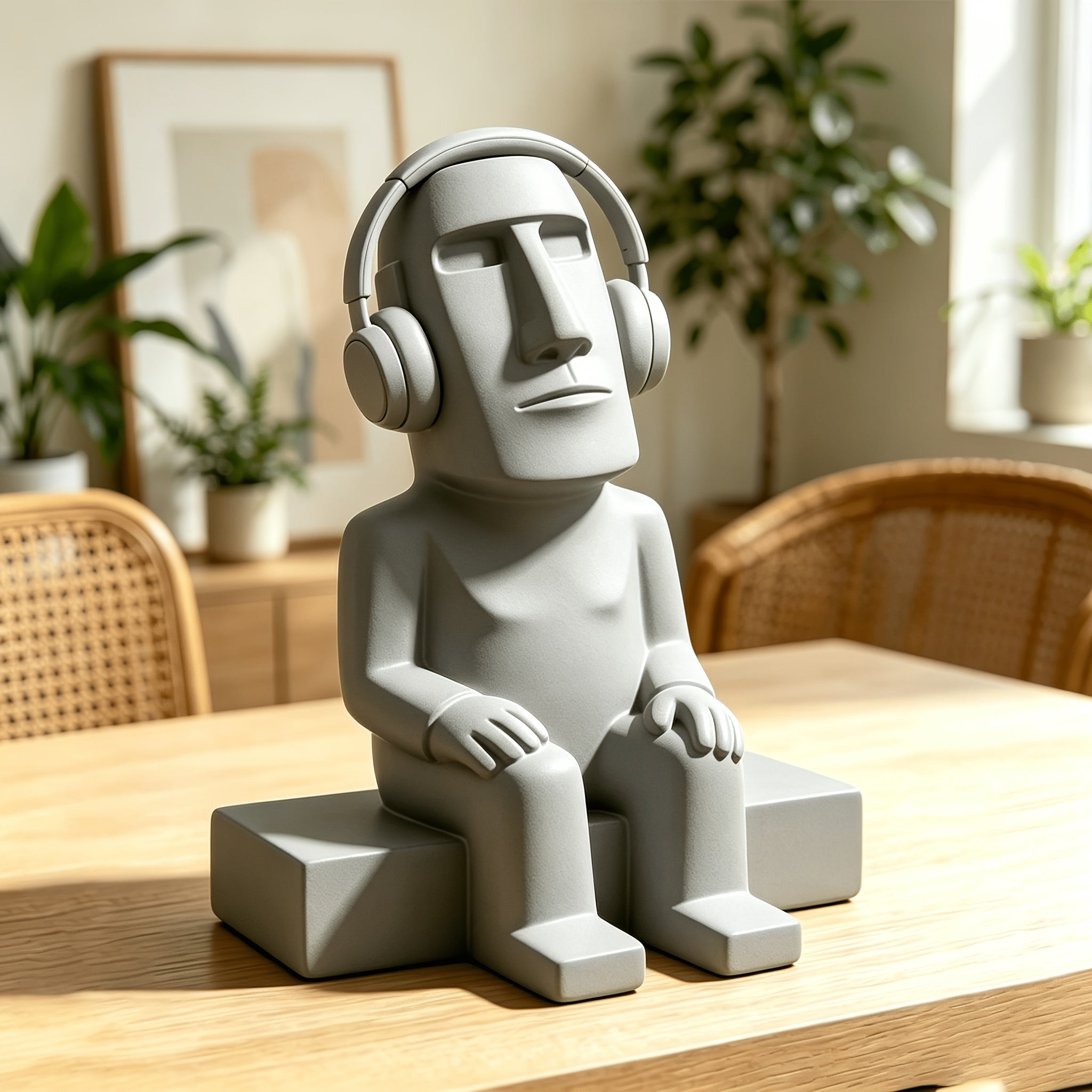 Tnessential Moai Statue with Headphones 3D Decor