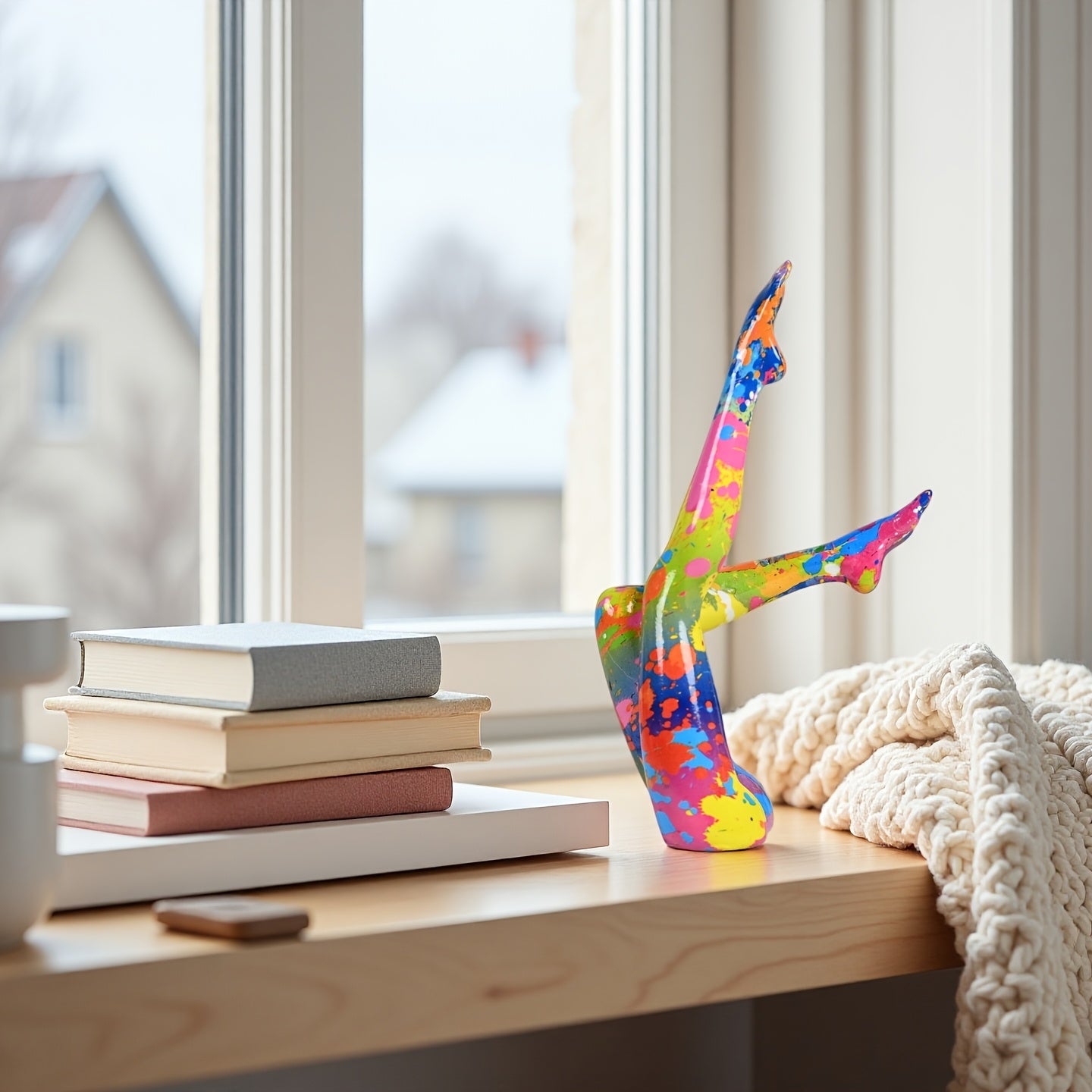Tnessential Vibrant Splash Paint Resin Leg Statue 3D Decor