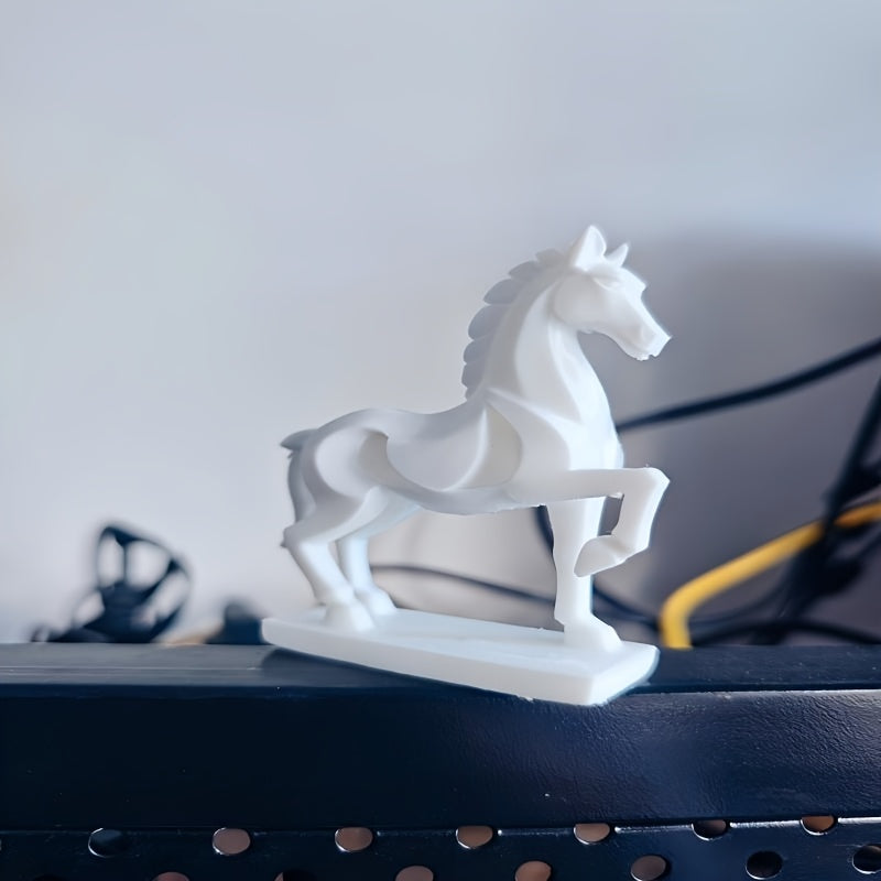 Tnessential Modern Abstract 3D Printed White Horse Sculpture 3D Decor