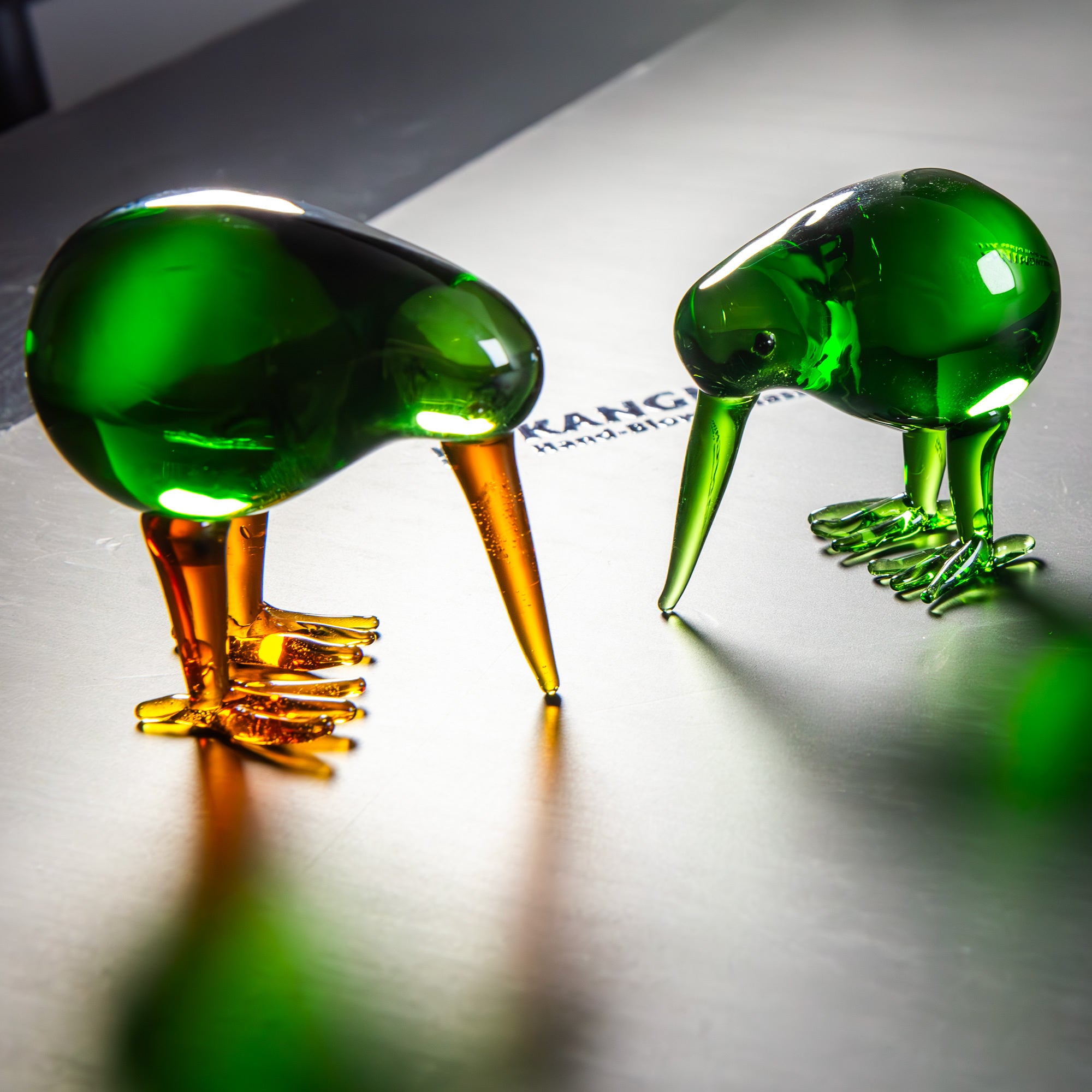 Tnessential Handmade Green Kiwi Bird Glass Figurines 3D Decor