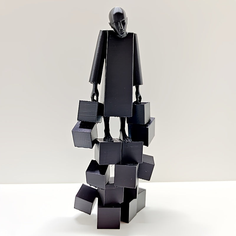 Tnessential Modern Abstract Sculpture: Man Carrying Heavy Load 3D Decor