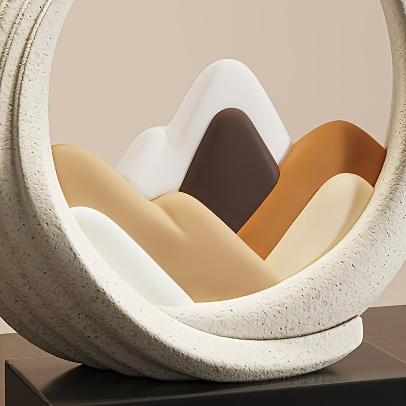 Tnessential Modern Minimalist Zen Mountain Peak Resin Ornament with 3D Decor
