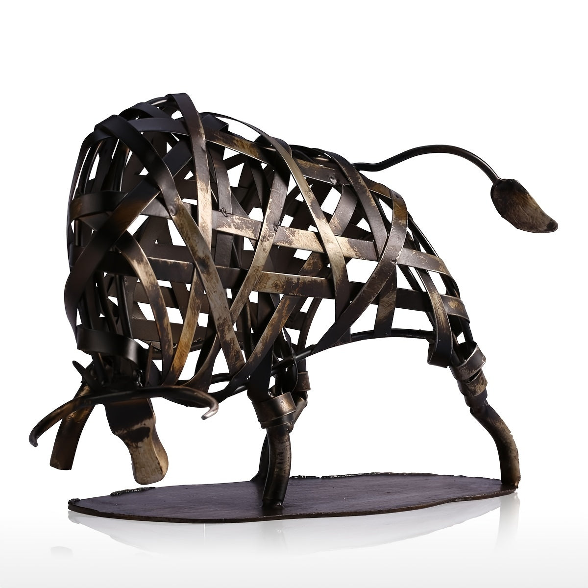 Tnessential Iron Woven Cow Metal Sculpture 3D Decor