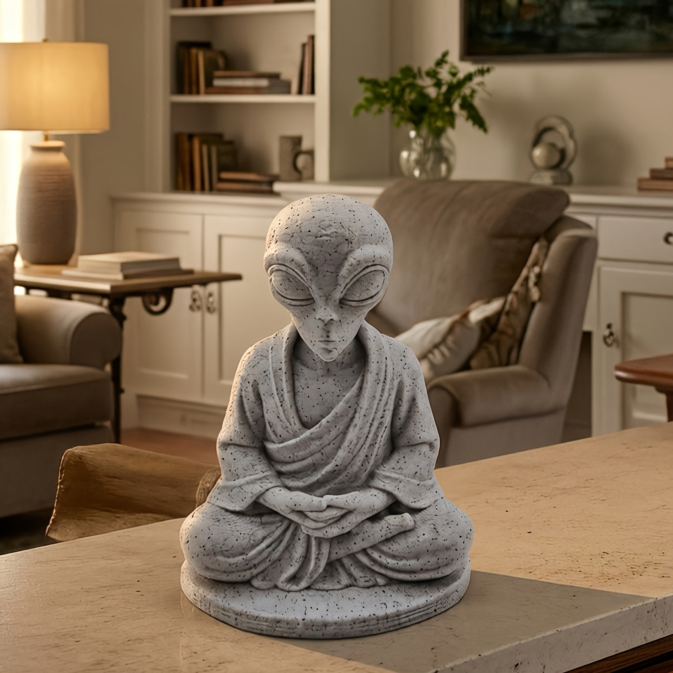 Tnessential Zen-style Meditating Alien Statue Ornament 3D Decor