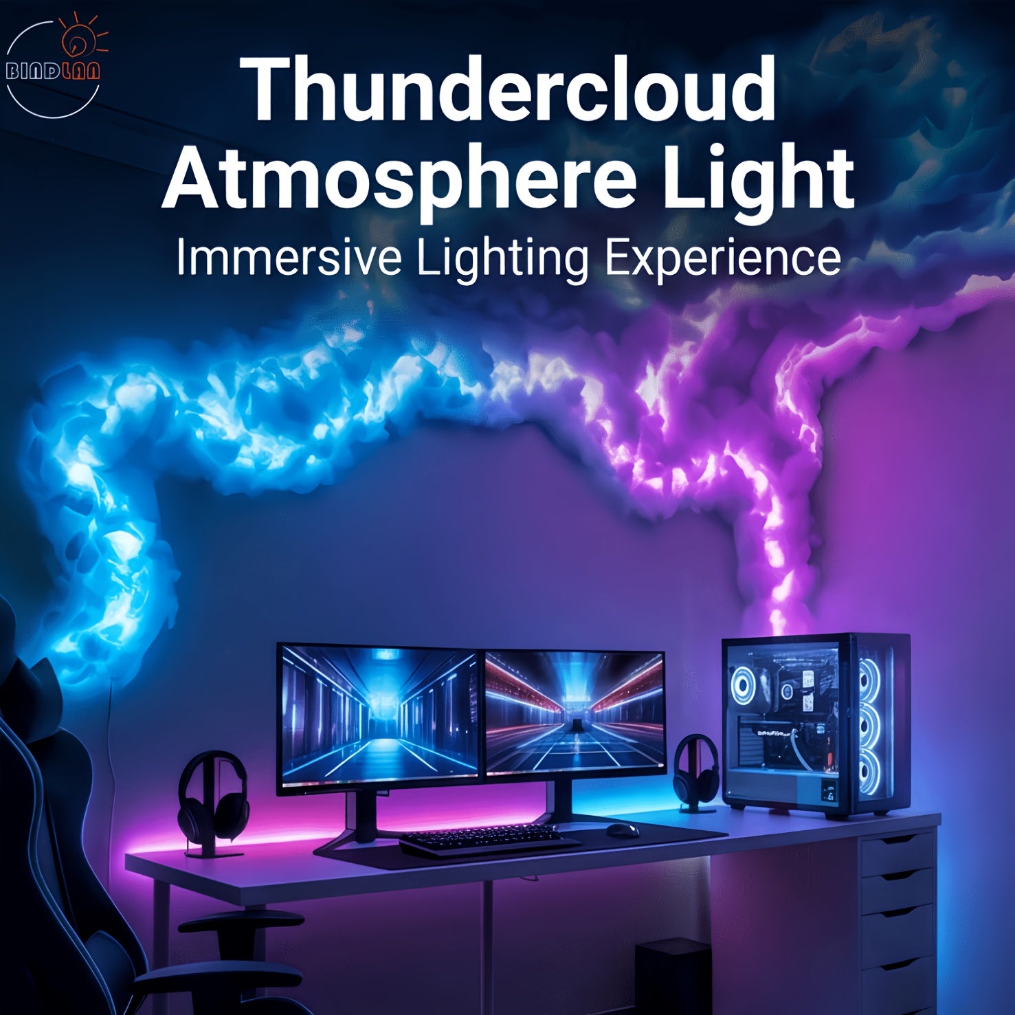 Tnessential BINDLAN 8M 2025 New 3D Thunder Cloud LED Light 3D Decor