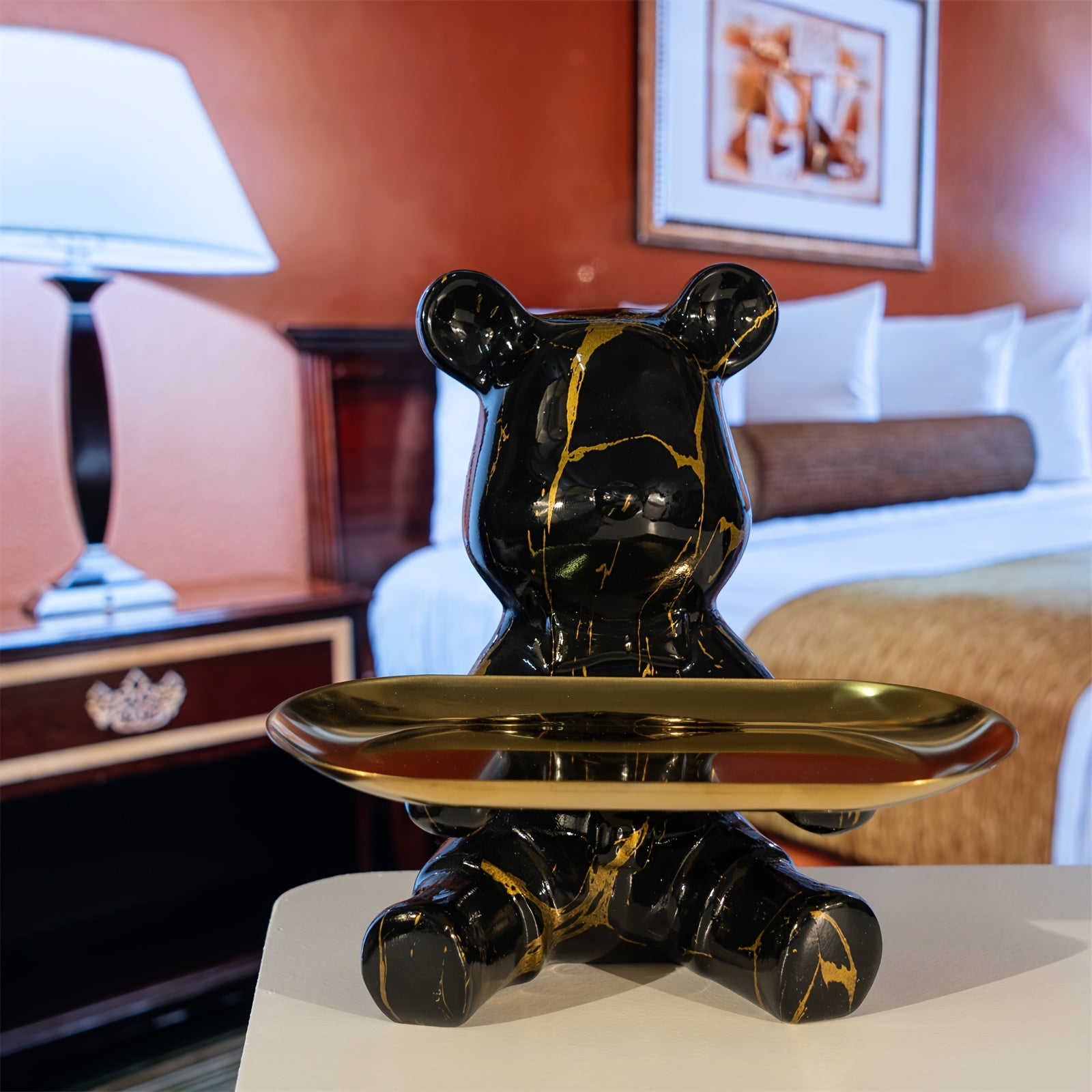 Tnessential Resin Bear Tray Statue 3D Decor