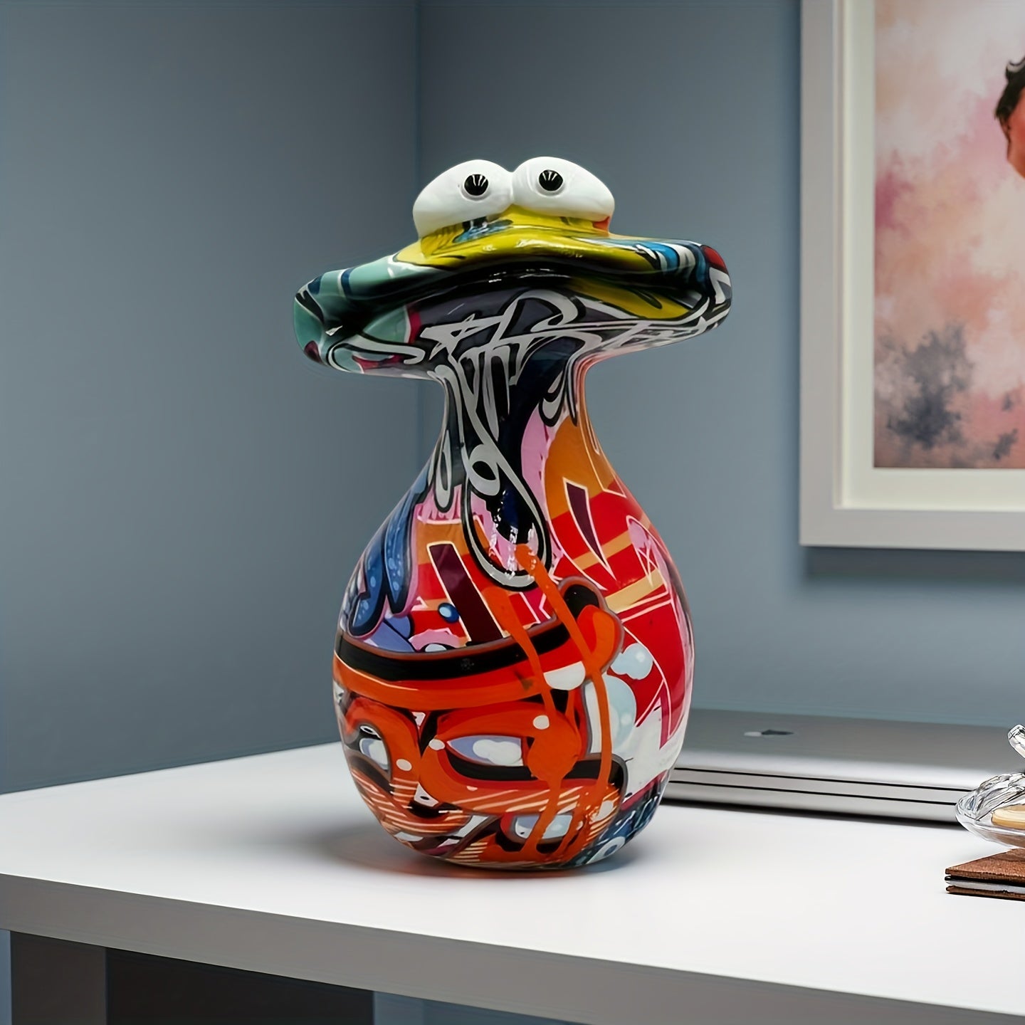 Tnessential Creative Graffiti Colorful Big-mouthed Frog Bottle Home 3D Decor