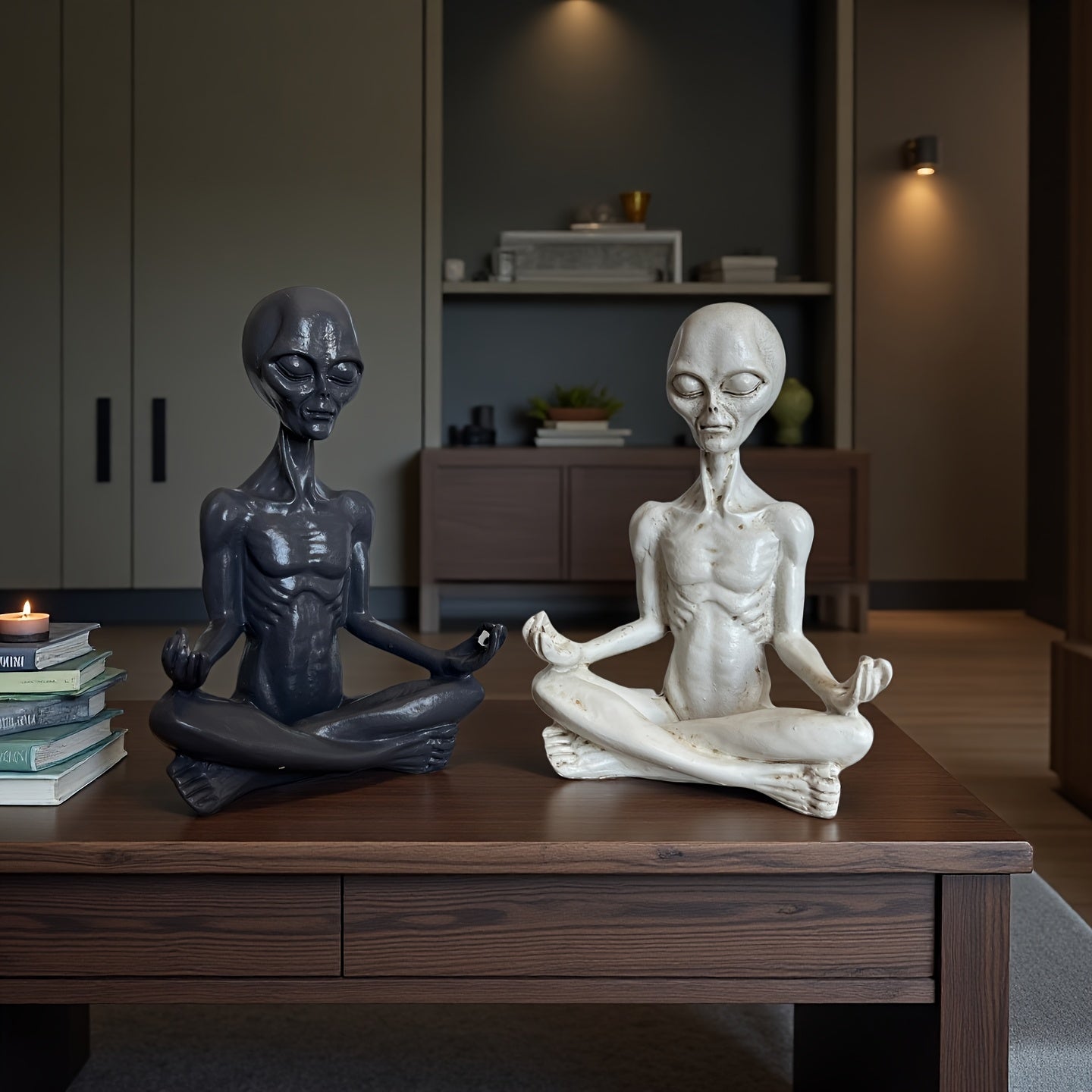 Tnessential New Devil Yoga Alien Resin Statue Halloween Ation for 3D Decor