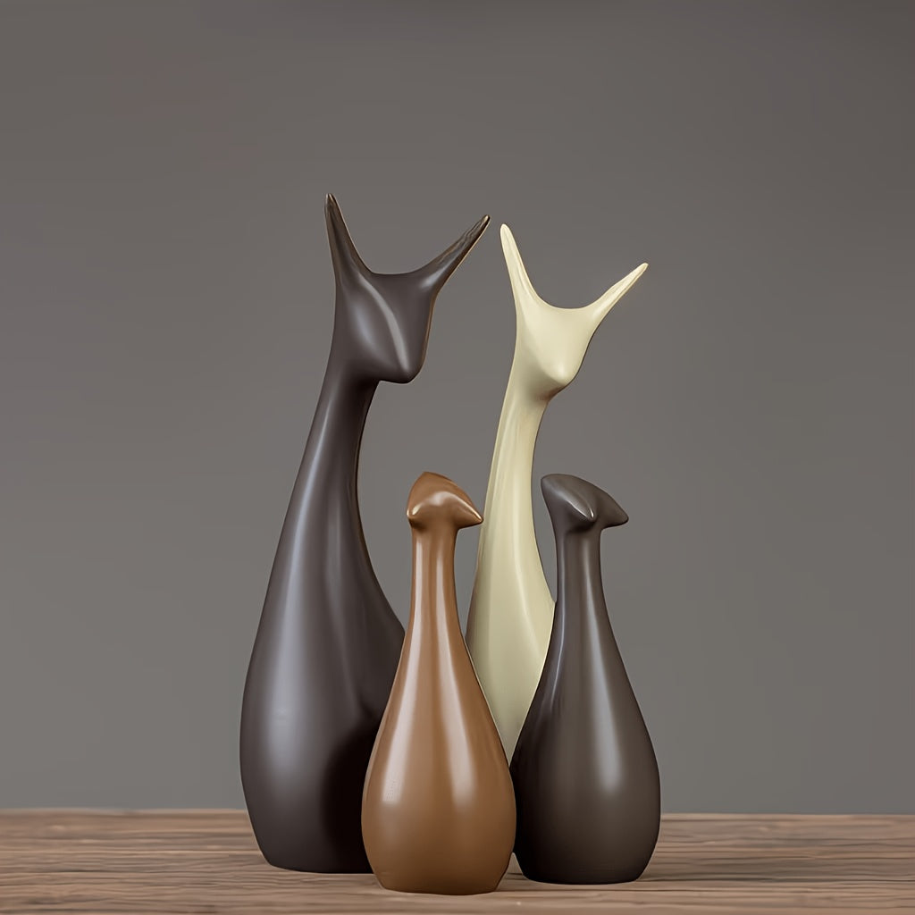 Tnessential Family of Four Animal-shaped Resin Ornaments 3D Decor
