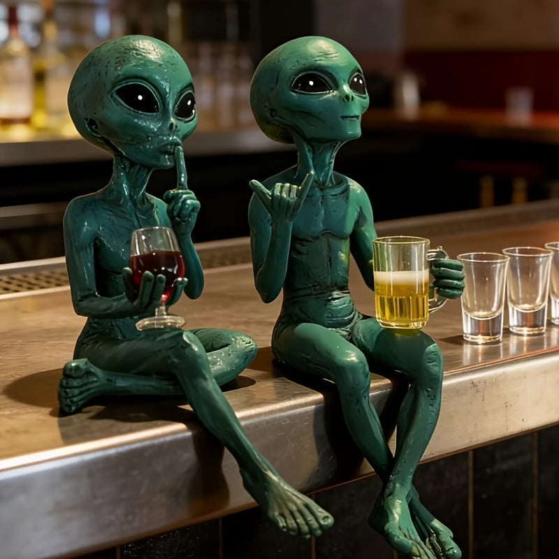 Tnessential Green Alien Resin Collectible Figurines 3D Decor
