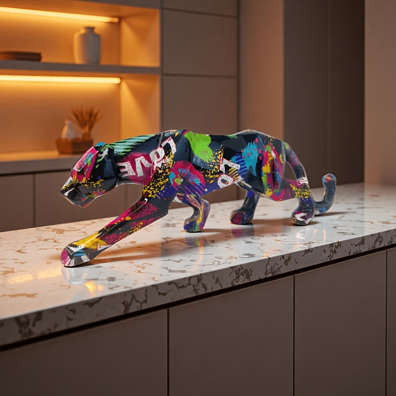 Tnessential Geometric Leopard Figurine 3D Decor