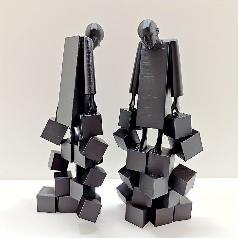 Tnessential Modern Abstract Sculpture: Man Carrying Heavy Load 3D Decor