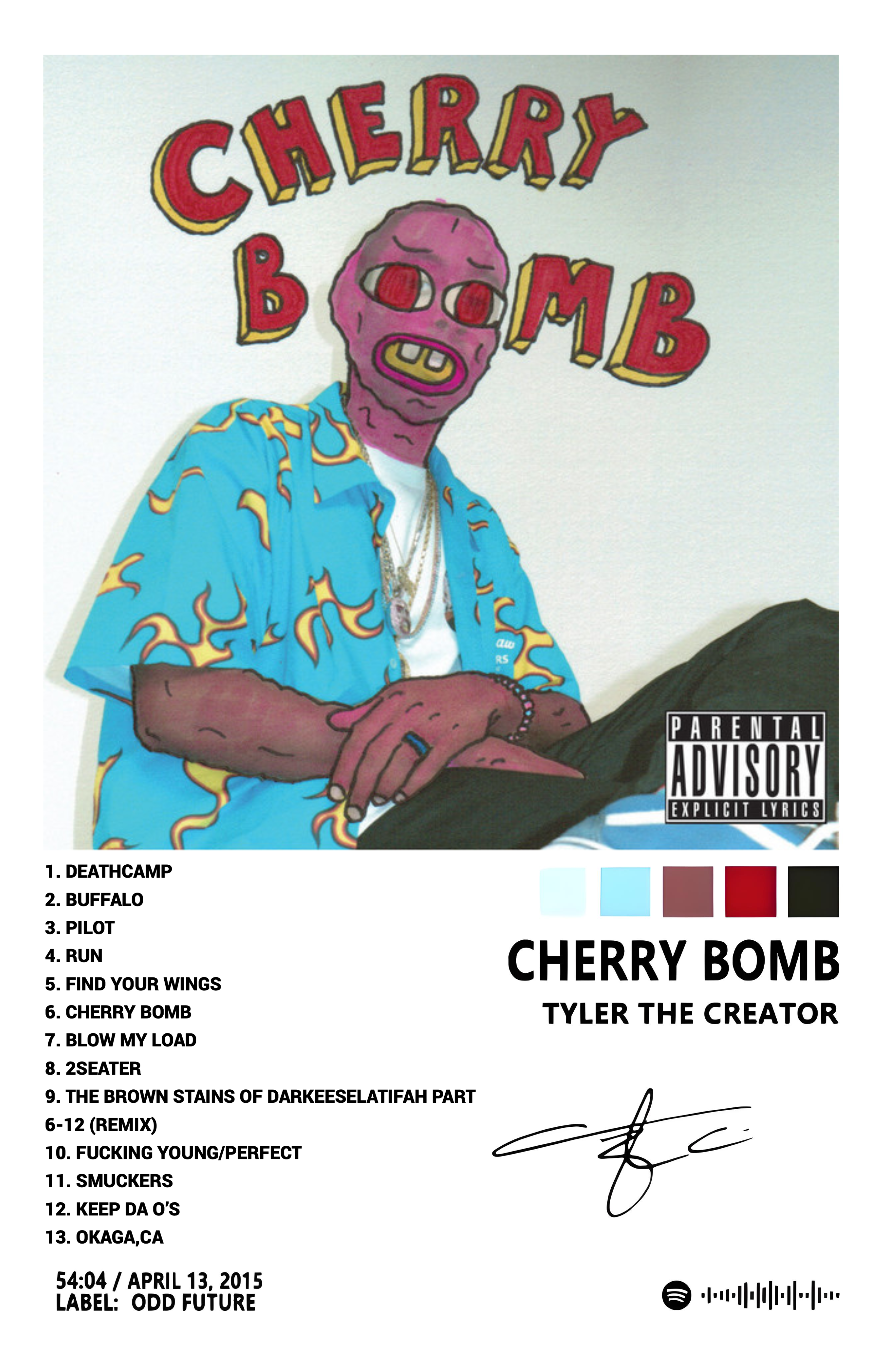 TYLER THE CREATOR "CHERRY BOMB " CANVAS POSTER