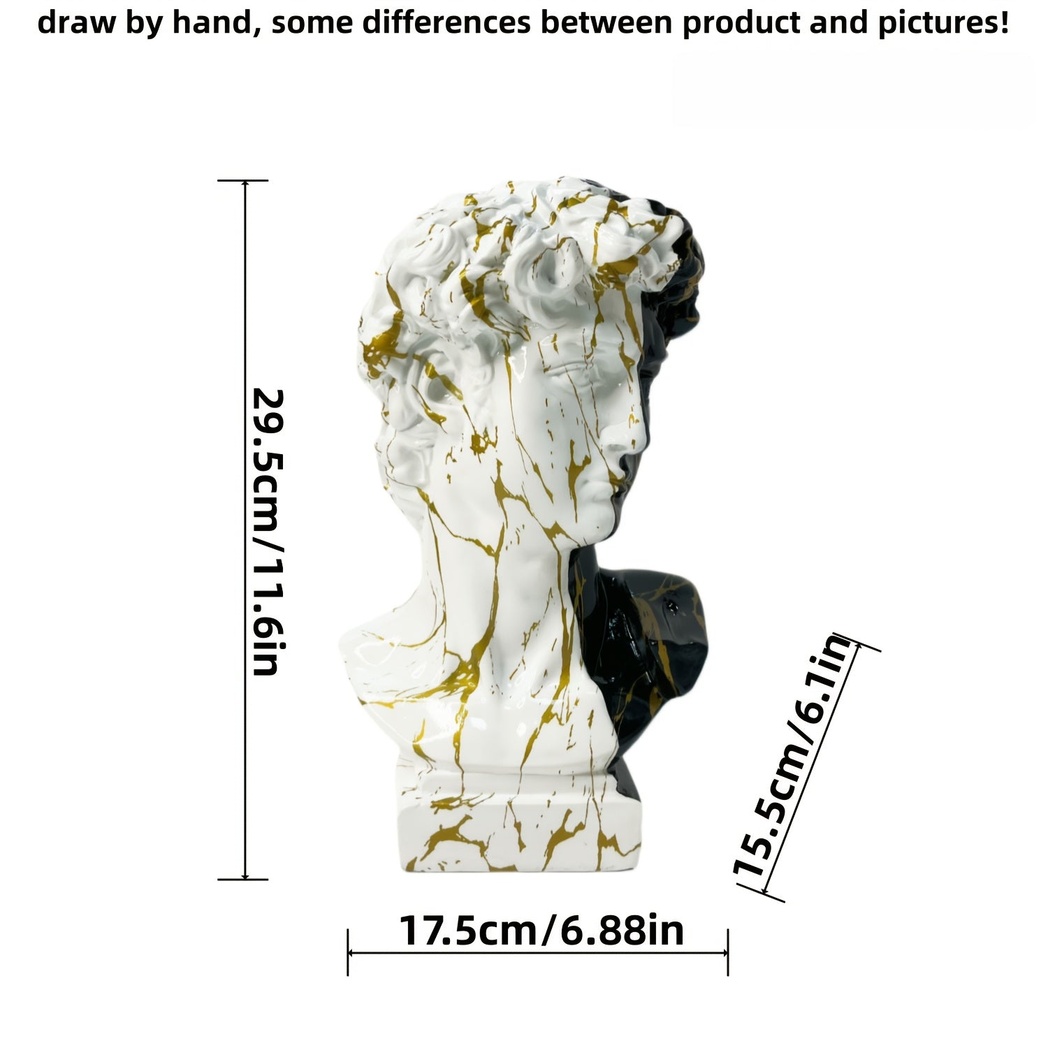 Tnessential Black Golden Greek Michelangelo David Statue 3D Decor