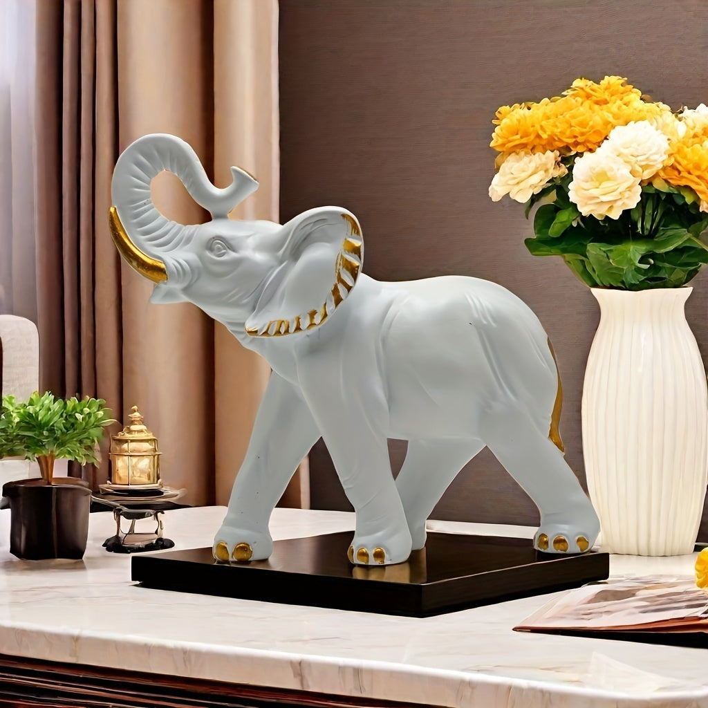 Tnessential Charming Resin Elephant Sculpture 3D Decor