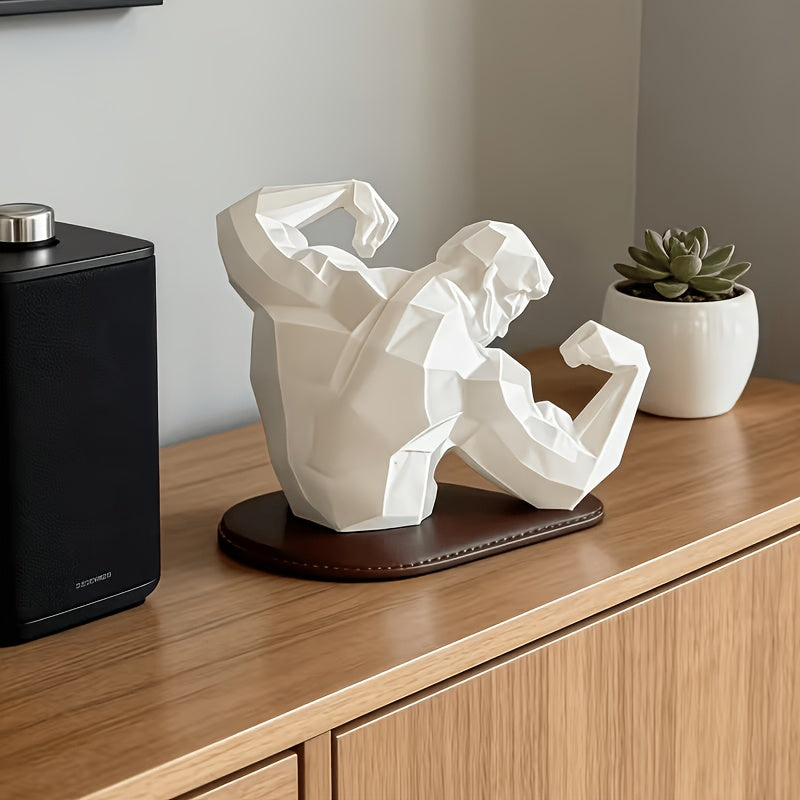 Tnessential White 3D Men's Muscular Statue Bodybuilding Ornament Home 3D Decor