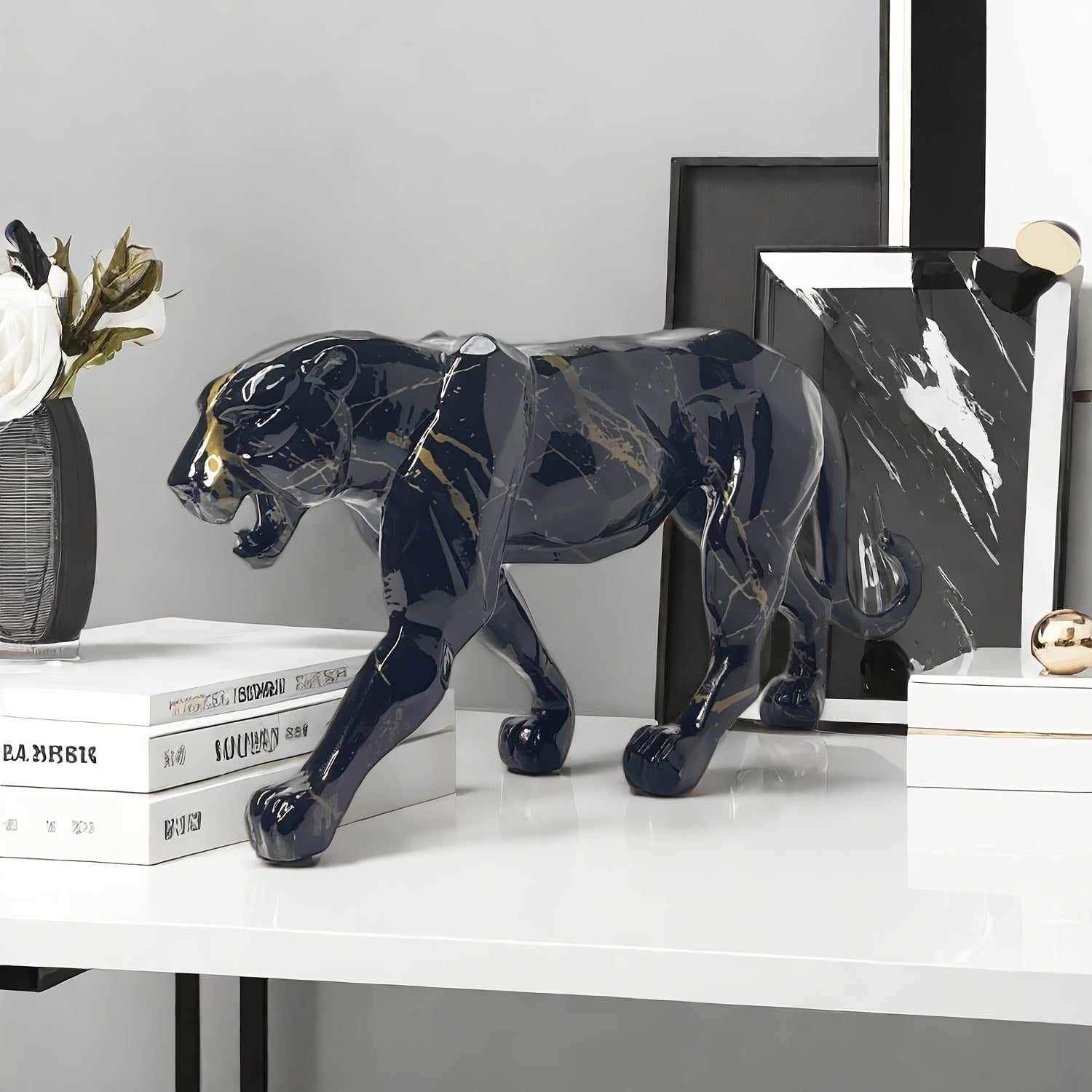 Tnessential Leopard Resin Statue 3D Decor