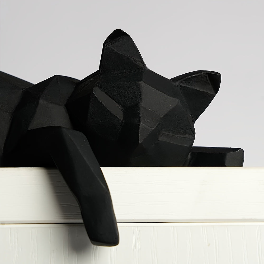Tnessential Of Cat Sculpture Geometric Cut Animal Resin Artwork 3D Decor