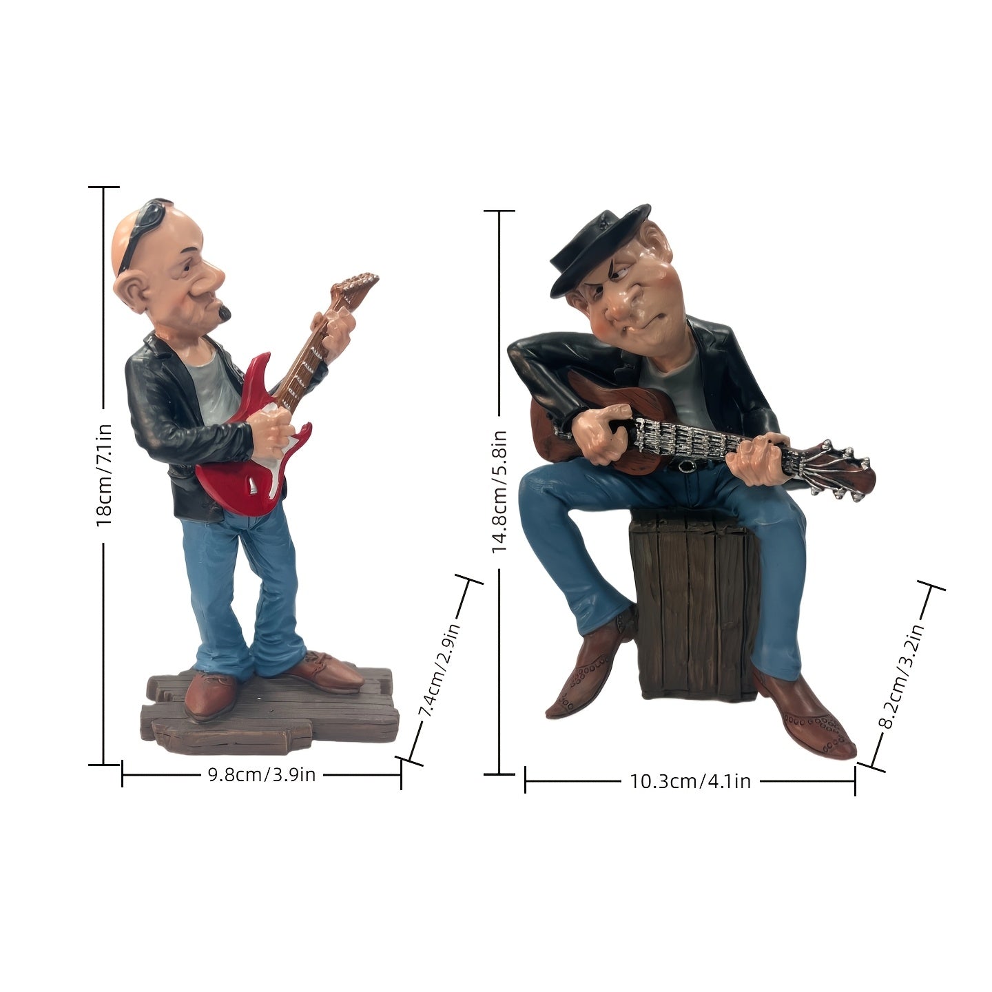 Tnessential Whimsical Guitarist Statue Figurine 3D Decor