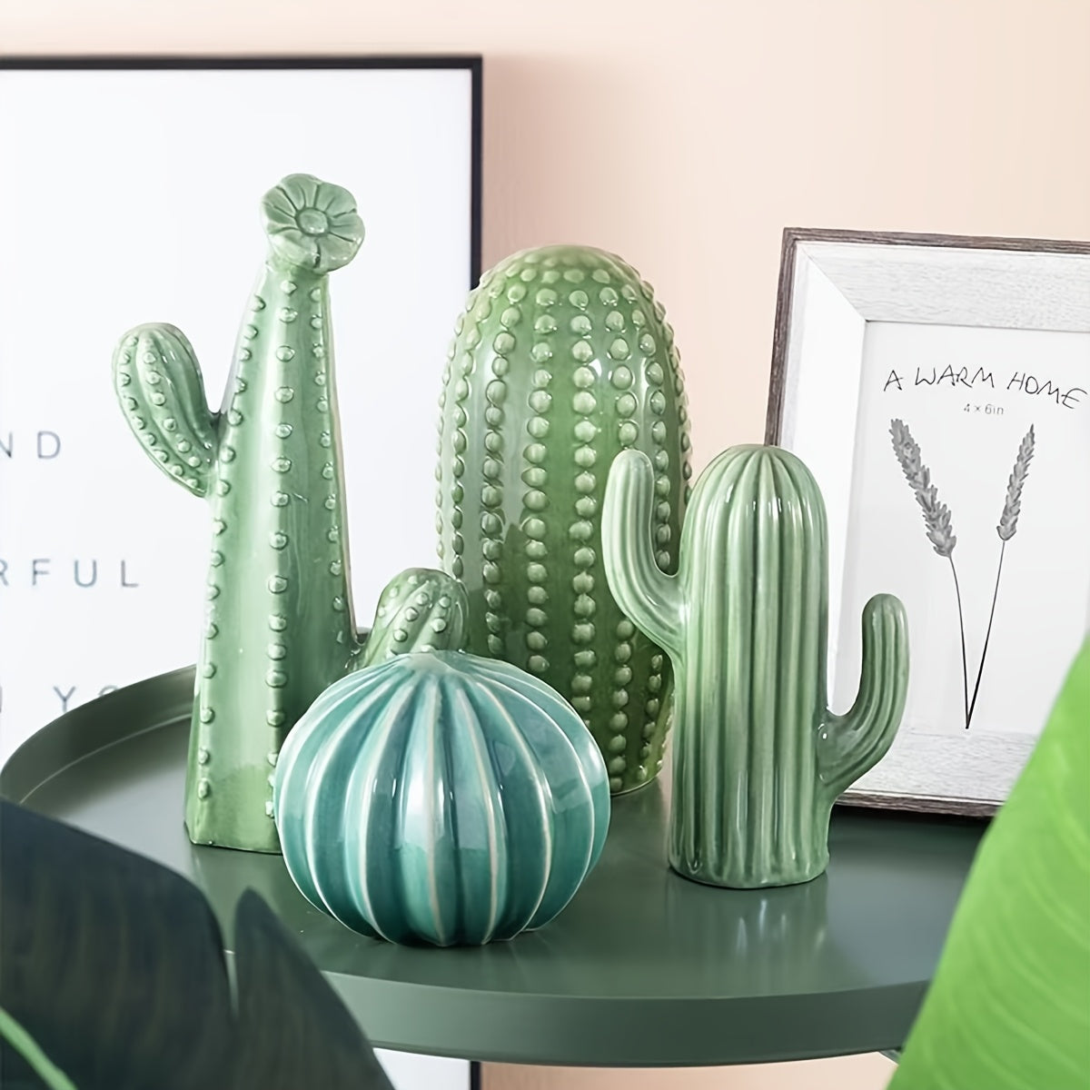 Tnessential Set of 2 Ceramic Cactus Ornaments 3D Decor