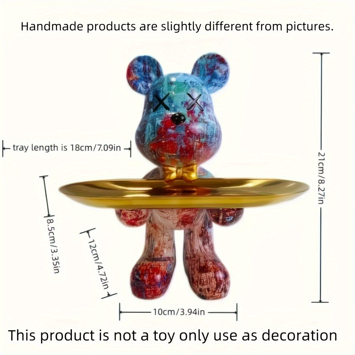 Tnessential Modern Bear-shaped Resin Tray 3D Decor