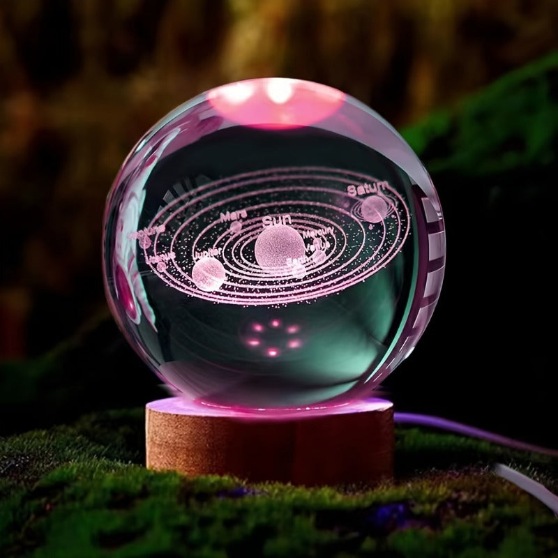Tnessential D Laser-engraved Celestial Crystal Ball Night Light with 3D Decor