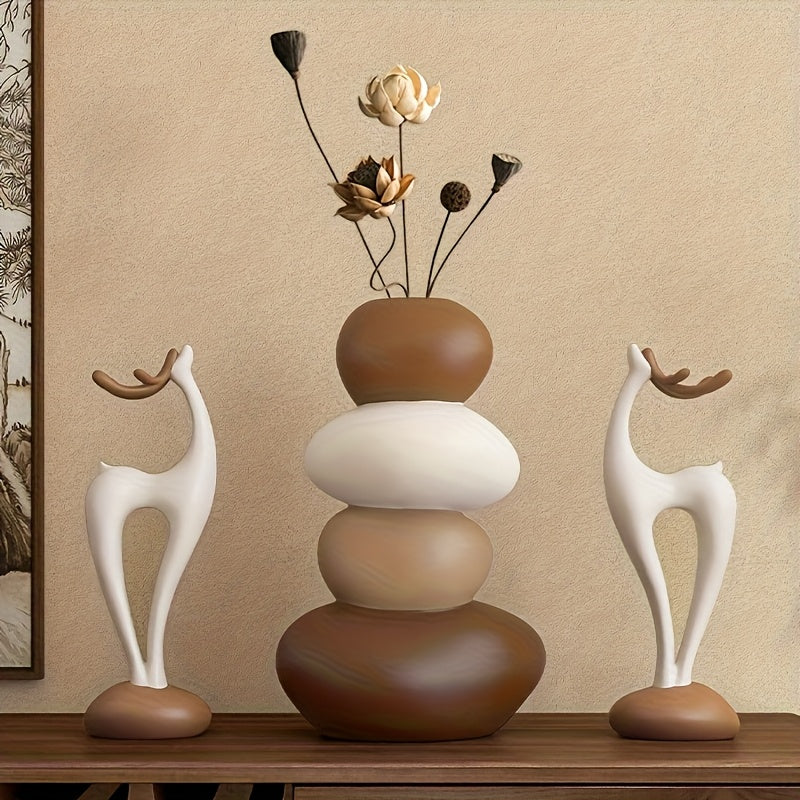 Tnessential Pair of Resin Deer Sculptures 3D Decor
