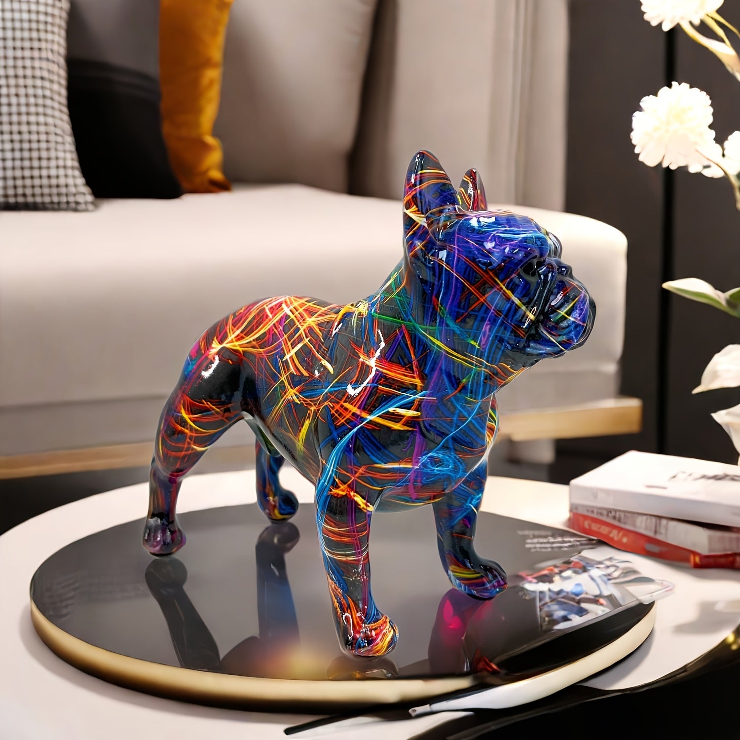 Tnessential Creative French Bulldog Resin Sculpture 3D Decor
