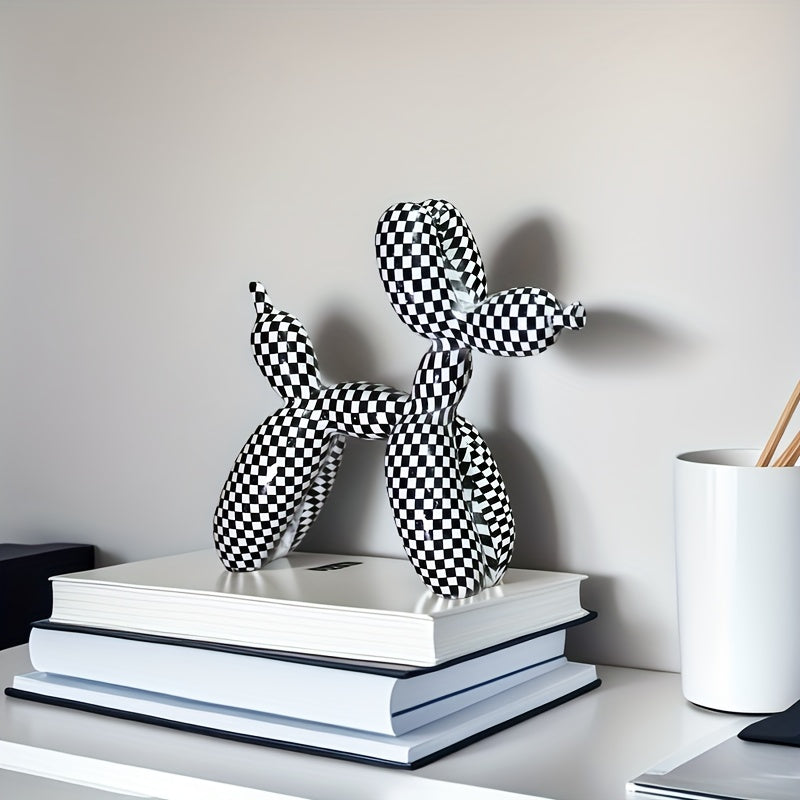 Tnessential 'black and White Lattice' Medium-sized Balloon Dog Ornament 3D Decor