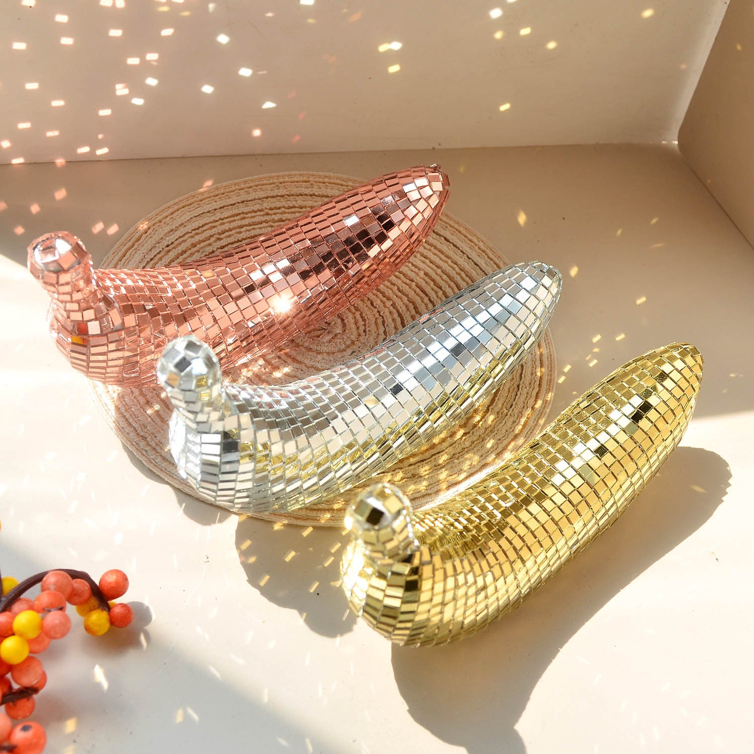 Tnessential Disco Ball Banana Statue 3D Decor