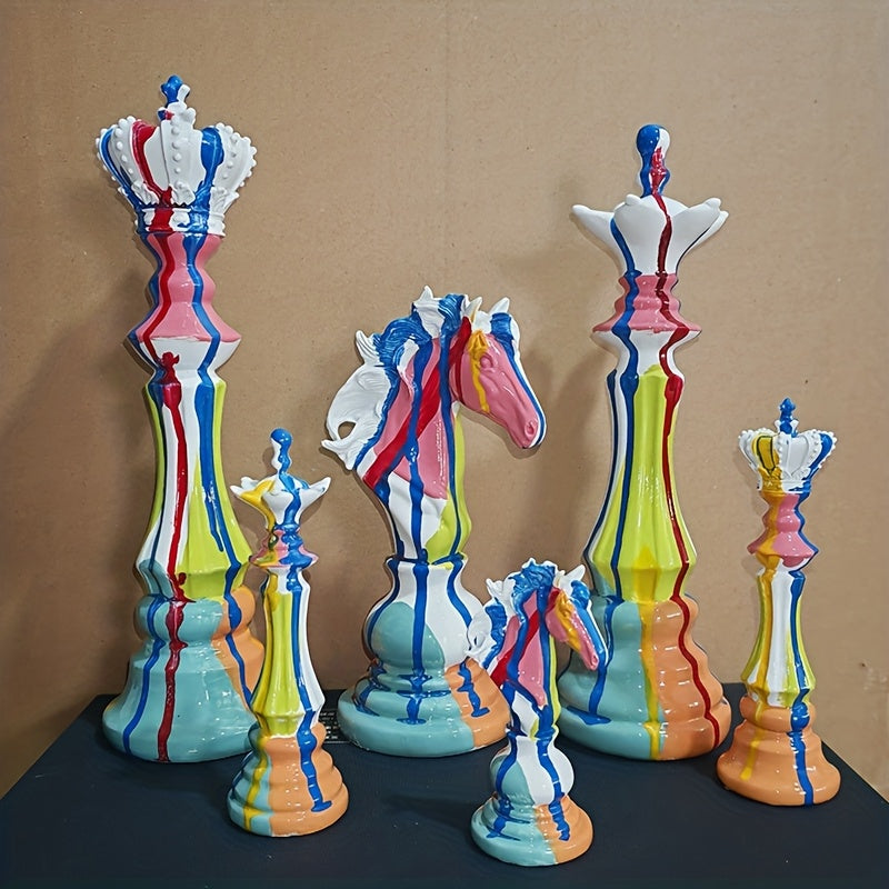 Tnessential International Chess King Queen Knight 3pcs Cabinet Entrance 3D Decor