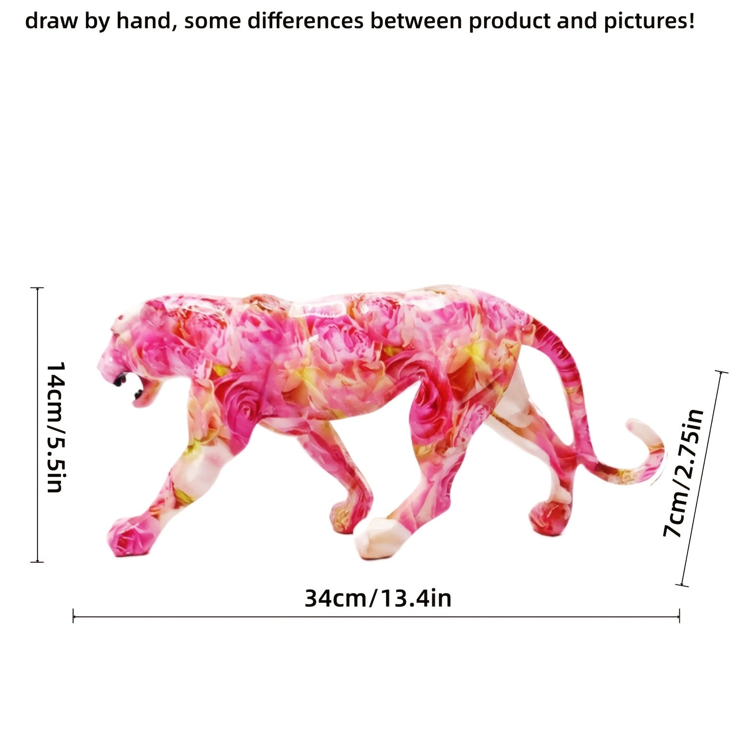 Tnessential High-end Pink Patterned Cheetah Statue 3D Decor