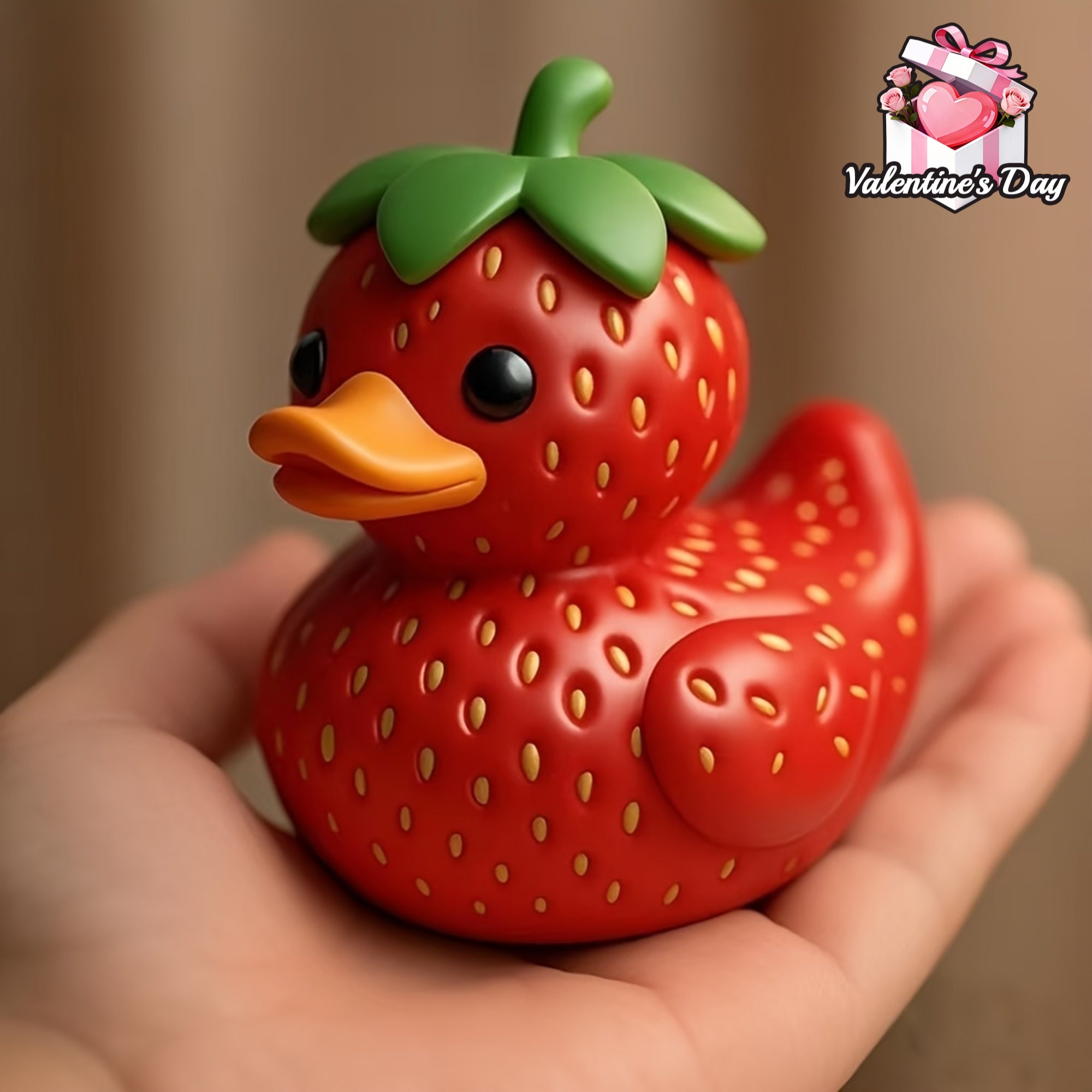 Tnessential Strawberry Duck Resin Collectible Figurine 3D Decor