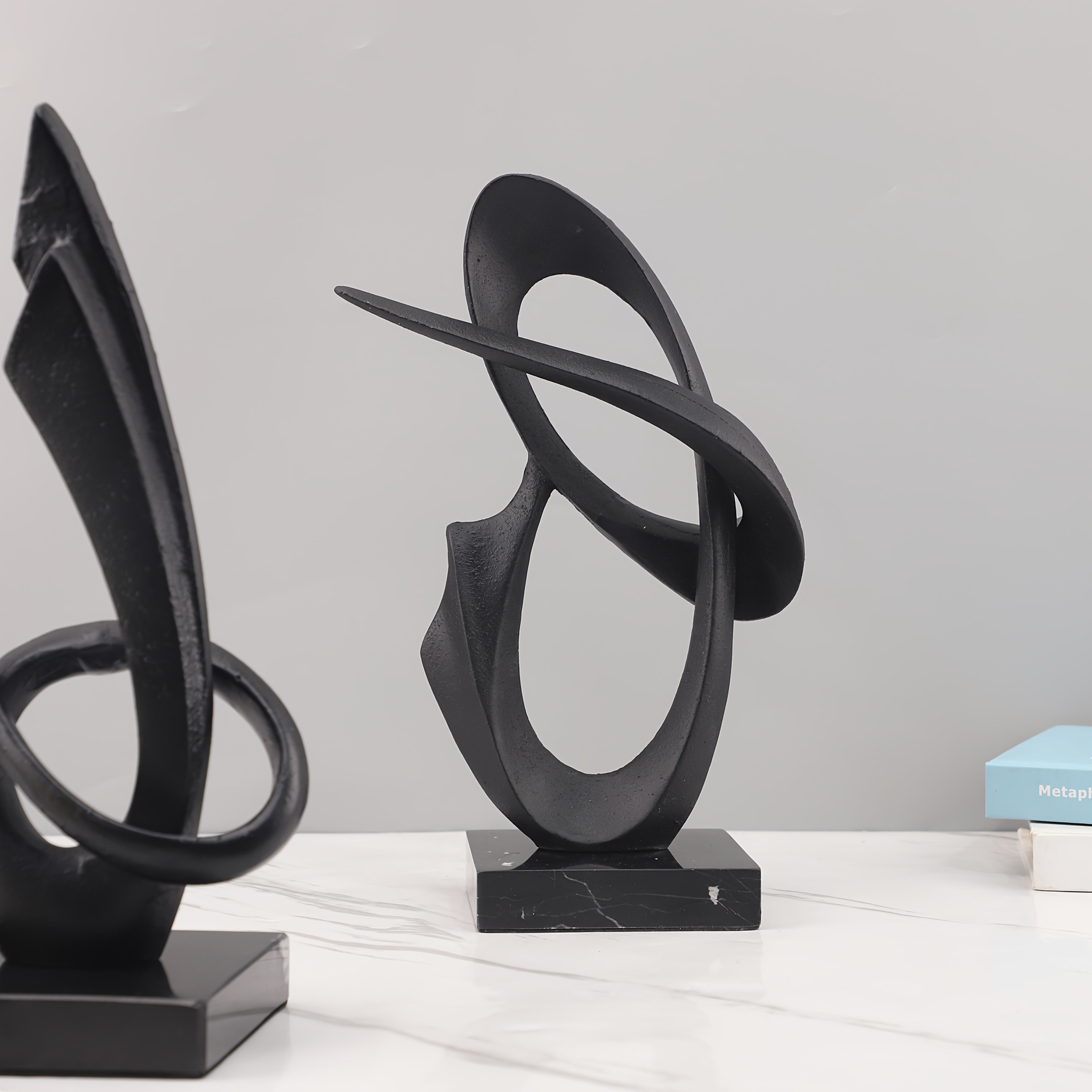 Tnessential Modern Minimalist Abstract Metal Geometric Sculpture with 3D Decor