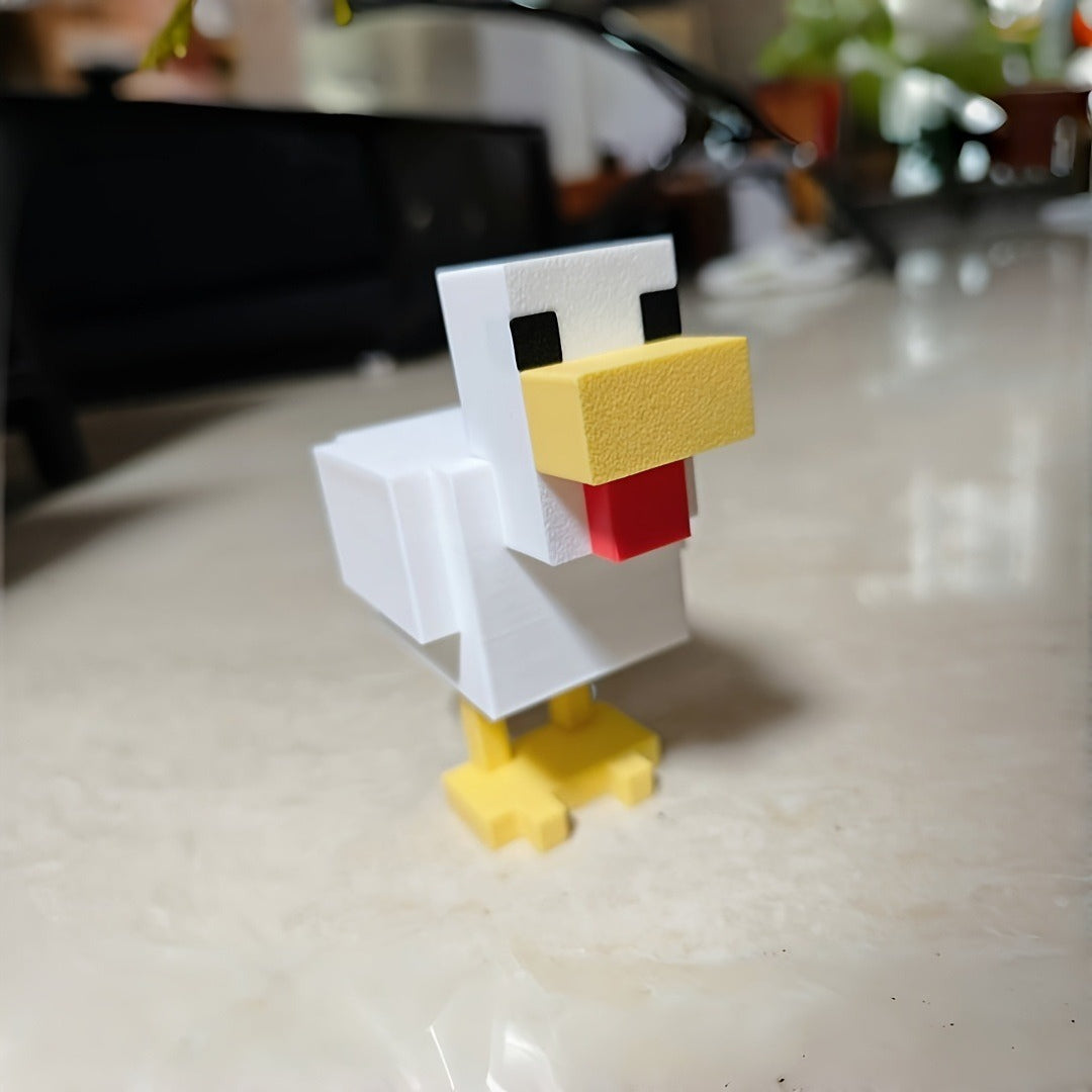 Tnessential Printed Pixel Chicken Statue 3D Decor