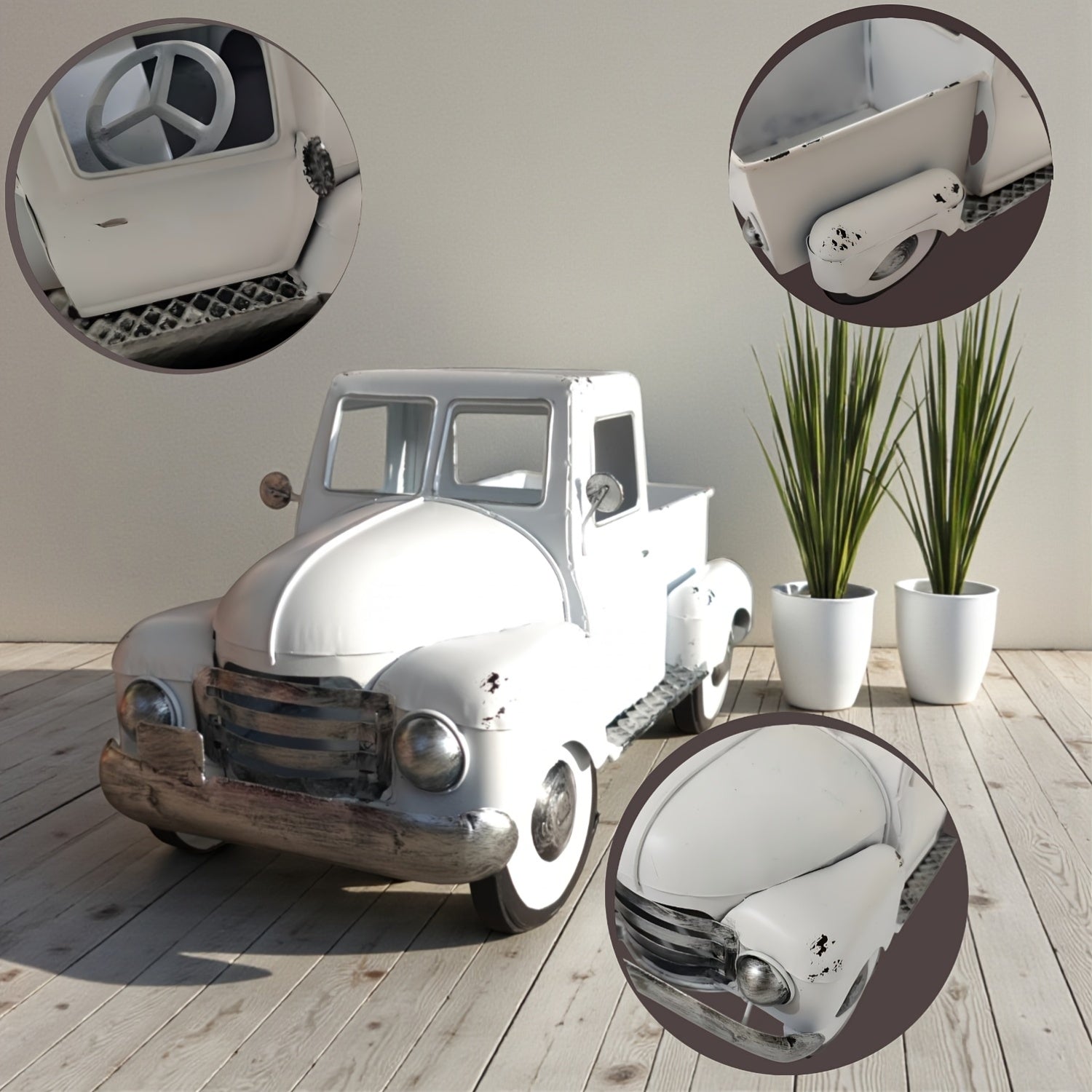 Tnessential White Truck Iron Art Ornament 3D Decor
