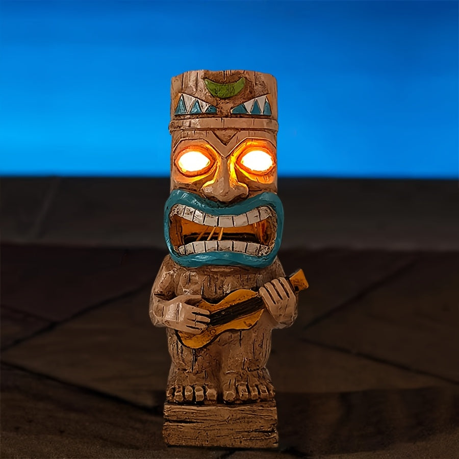 Tnessential Tiki Statue Solar Lights Outdoor Decoration 3D Decor
