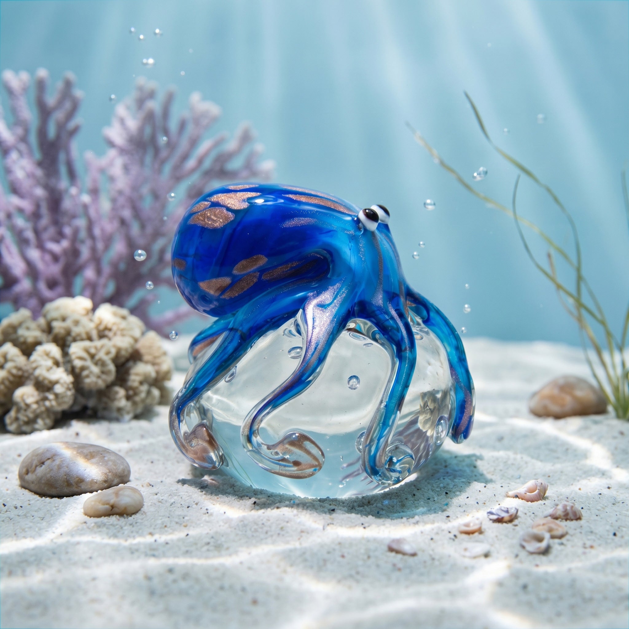 Tnessential Handmade Octopus Blown Glass Figurine 3D Decor