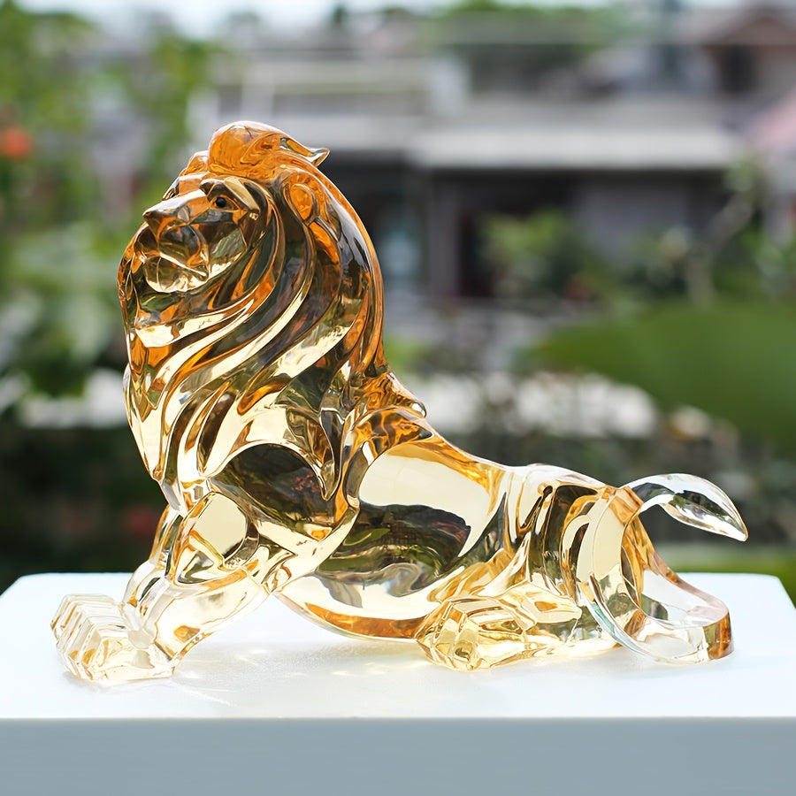 Tnessential D Flat 3D Creative Amber Lion Figurine Transparent 3D Decor