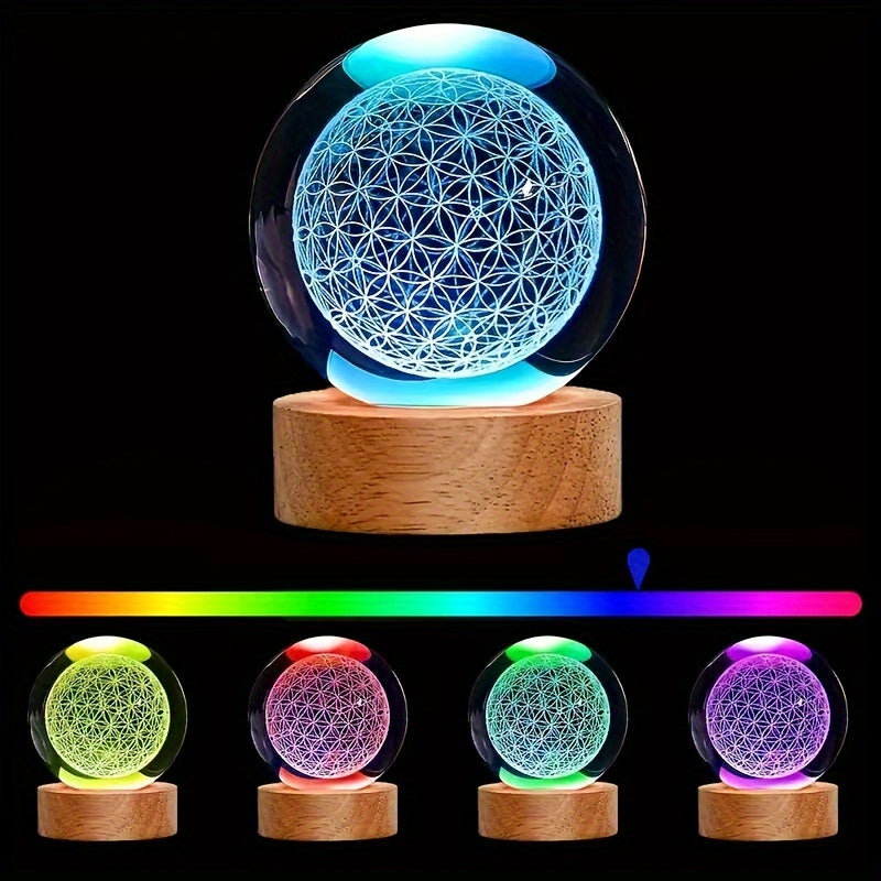 Tnessential USB Powered 3D Flower of Life Crystal Ball 3D Decor