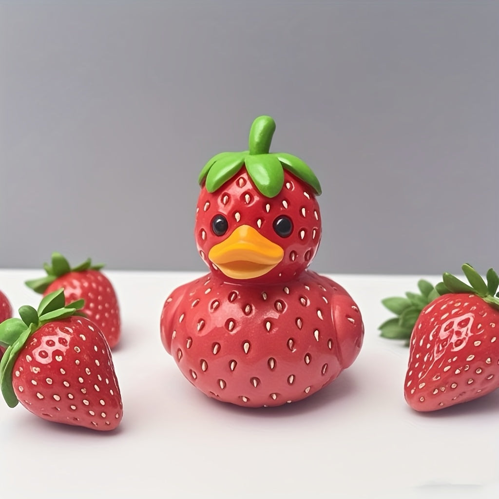 Tnessential Strawberry Duck Resin Collectible Figurine 3D Decor
