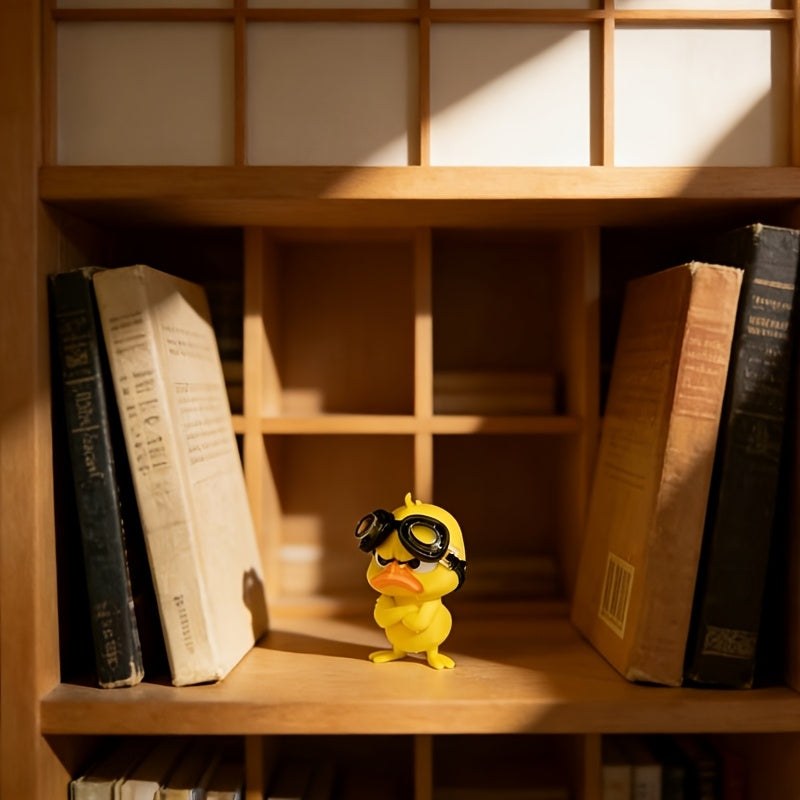 Tnessential An Angry Little Yellow Duck Figurine with Swimming Goggles 3D Decor